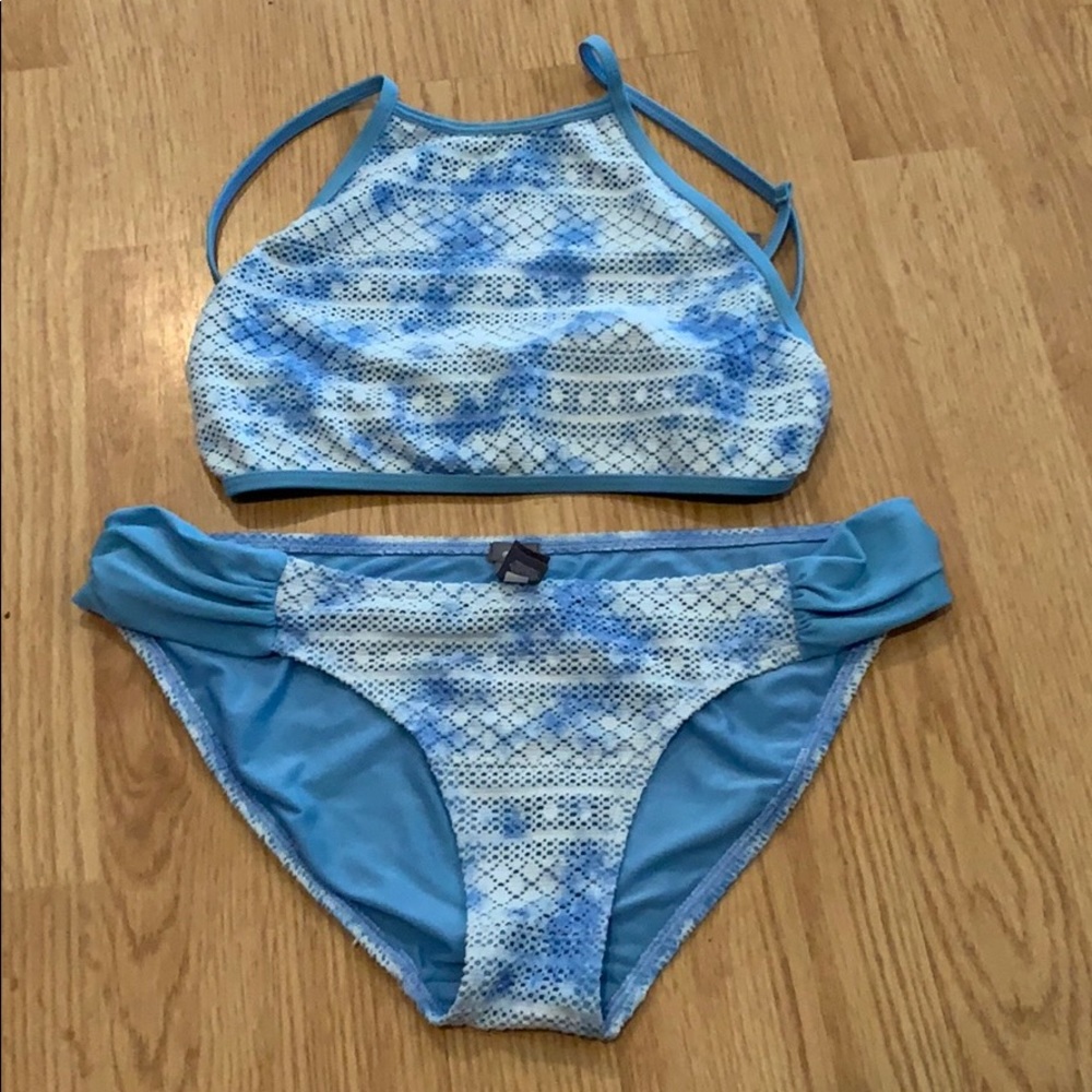 Blue and white American eagle tie dye bikini